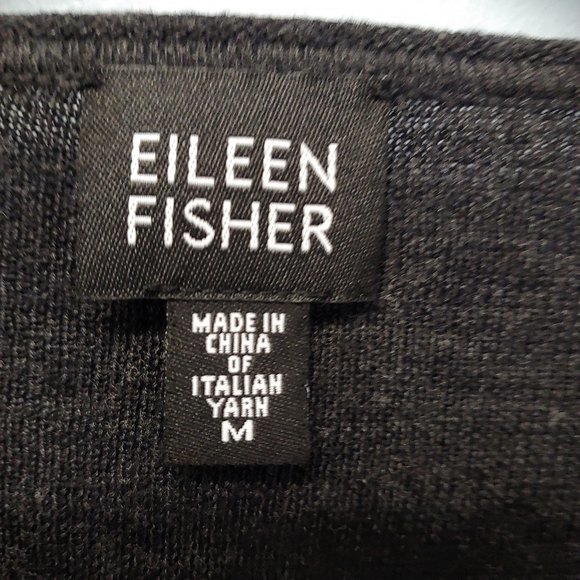 Eileen Fisher Gray Merino Wool 3/4 Sleeves Sequin - Picture 3 of 4
